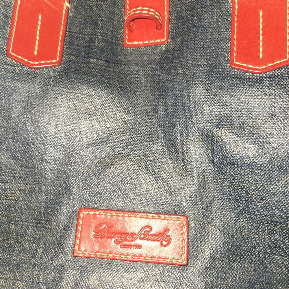 Dooney & Bourke Blue Canvas Tote Bag Red Trim Good Condition - Picture 11 of 15